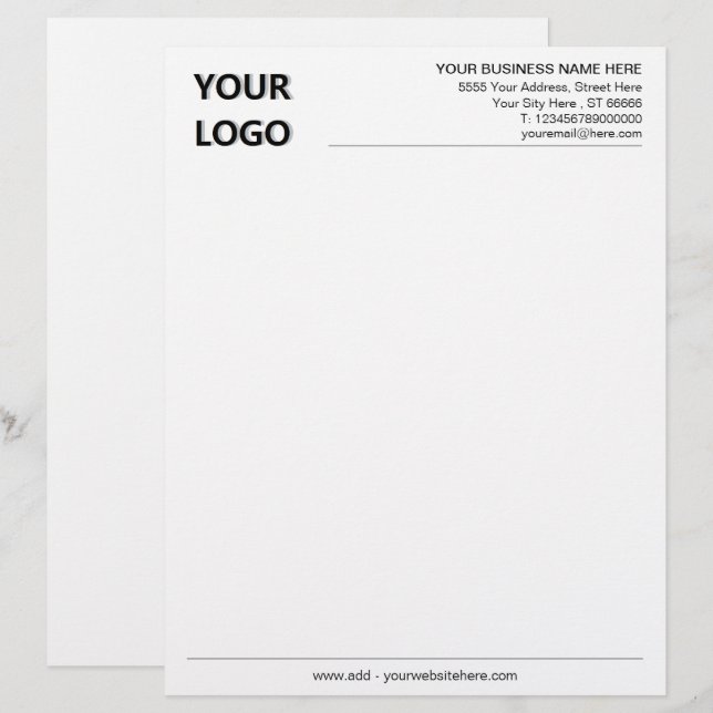 Anpassningsbar Business Letterhead med Logotyp och Brevhuvud (Fram/baksida)