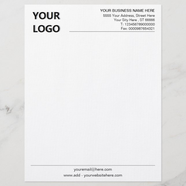 Anpassningsbar Business Letterhead med Logotyp Tex Brevhuvud (Framsida)