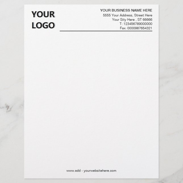 Anpassningsbar Business Letterhead your Logotyp Te Brevhuvud (Framsida)