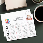 Anpassningsbar Business Logotyp 2024 Company Calen Vykort<br><div class="desc">Det här moderna affärskalenderns vykort är anpassningsbar som görs med det professionell företaget namn under agent namn. Den här minimalistiska svartvita kalendern har logotypen på ena sidan och personligen på den andra. Contemporary marknadsföring vykort för ett företag 2024. Veckodagarna börjar med Söndag.</div>