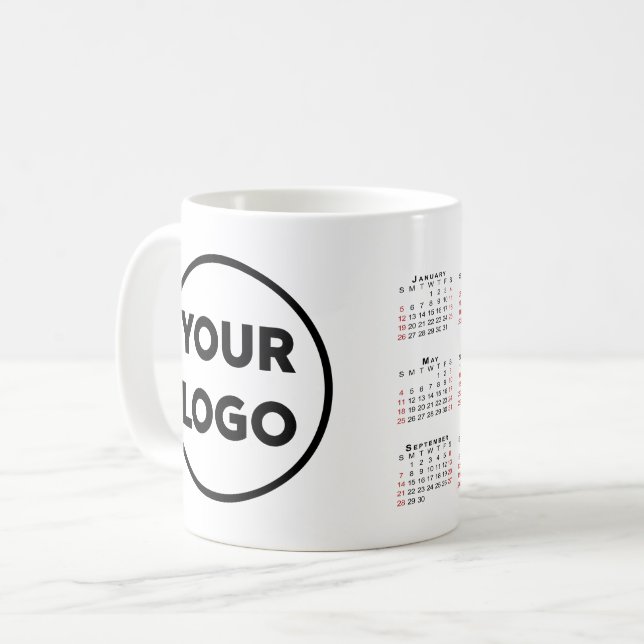 Anpassningsbar Business Logotyp 2025-kalender Kaffemugg (Framsida vänster)