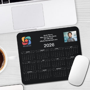 Anpassningsbar Business Logotyp 2026 Calendar Blac Musmatta