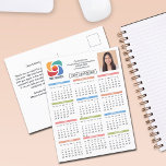Anpassningsbar Business Logotyp 2026 Calendar Mark Vykort<br><div class="desc">Det här färgfulla vykortet för affärskalendern är anpassningsbar som har gjorts med professionellens företag namn och kontaktuppgifter för kontor. Det här lodrät med kalendervykort för trendig innehåller logotypen på ena sidan och professionell av personlig på den andra. Post i contemporary marknadsföring för ett bolag 2026.</div>