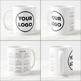 Anpassningsbar Business Logotyp 2026 - kalender Kaffemugg