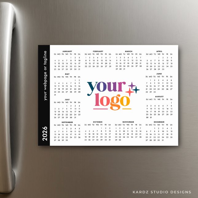 Anpassningsbar Business Logotyp 2026 Magnetic Cale (Calendar shown in 5 x 7 inches.)