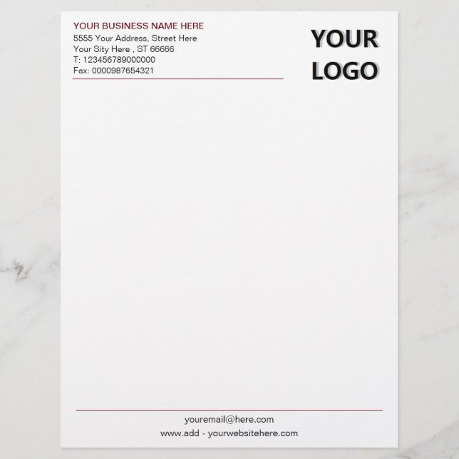 Anpassningsbar Business Logotyp Adress Office Lett Brevhuvud (Framsida)