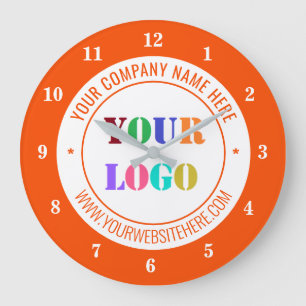 Anpassningsbar Business Logotyp and Text Clock Tem Stor Klocka
