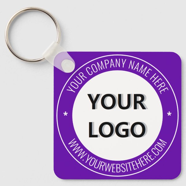 Anpassningsbar Business Logotyp and Text Keychain  Nyckelring (Framsida)
