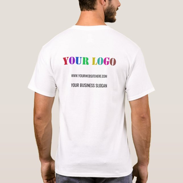 Anpassningsbar Business Logotyp and Text Promotion T Shirt (Baksida)