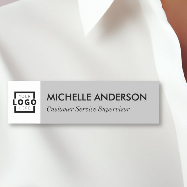 Anpassningsbar Business Logotyp Basic Employee Grå Namnbricka (Skapare uppladdad)