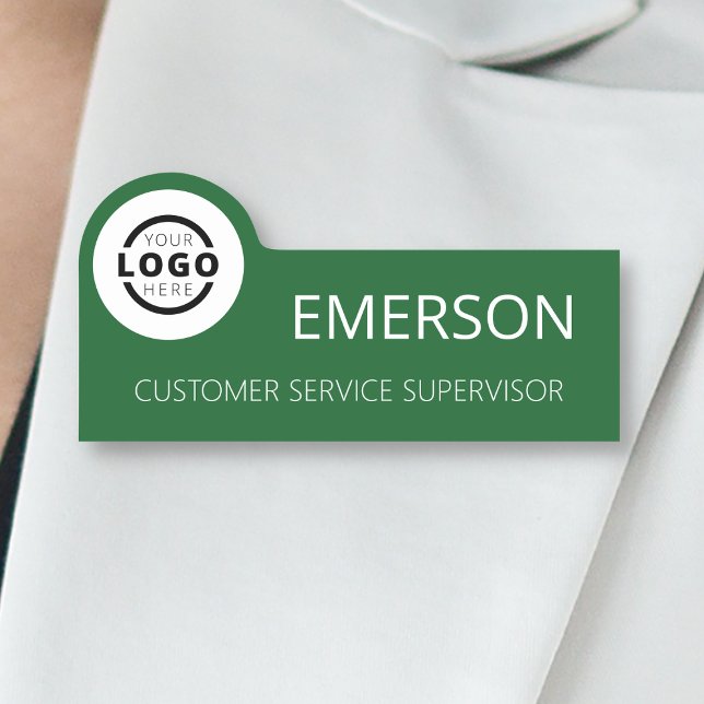 Anpassningsbar Business Logotyp Basic Employee Grö Namnbricka (Skapare uppladdad)