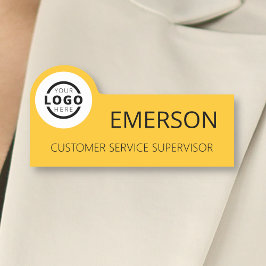 Anpassningsbar Business Logotyp Basic Employee Gul Namnbricka