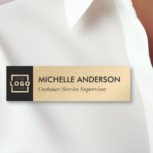 Anpassningsbar Business Logotyp Basic Employee Gul Namnbricka