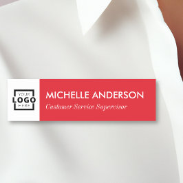 Anpassningsbar Business Logotyp Basic Employee Red Namnbricka