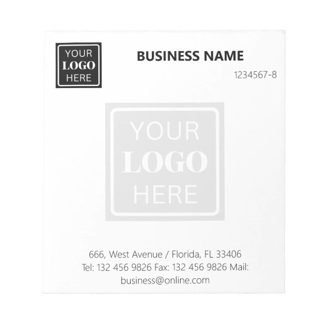 Anpassningsbar Business Logotyp Basic-marknadsföri Anteckningsblock (Framsida)