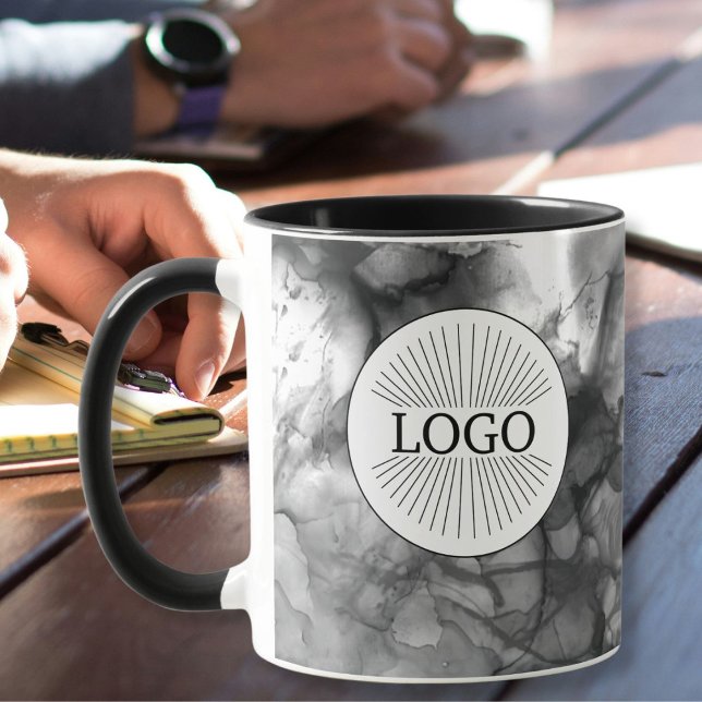 Anpassningsbar Business Logotyp Black and White Mugg (Skapare uppladdad)