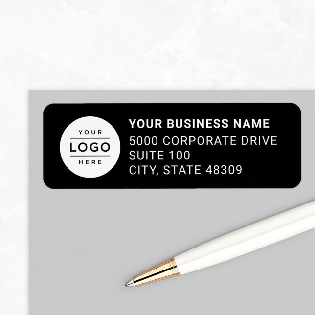 Anpassningsbar Business Logotyp Black Company Retu Returadress Etikett (Skapare uppladdad)