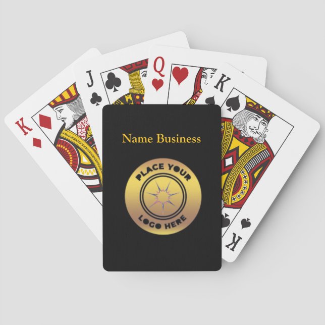 Anpassningsbar Business Logotyp Black Guld Casinokort (Baksidan)