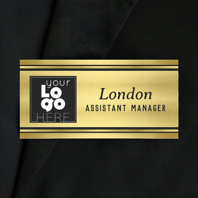 Anpassningsbar Business Logotyp Black och Guld Nam Namnbricka (Skapare uppladdad)