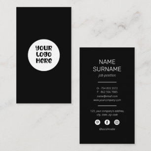 Anpassningsbar Business Logotyp Black Professionel Visitkort