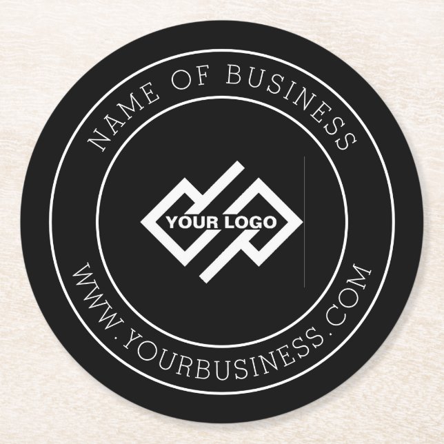 Anpassningsbar Business Logotyp Branded Round Papp Underlägg Papper Rund (Framsidan)