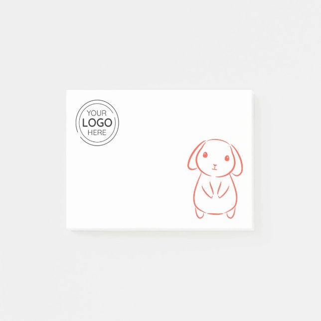 Anpassningsbar Business Logotyp Bunny Post-it Block (Framsida)