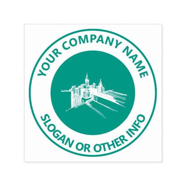 Anpassningsbar Business Logotyp City Grönt Självfärgande Stämpel (Design)