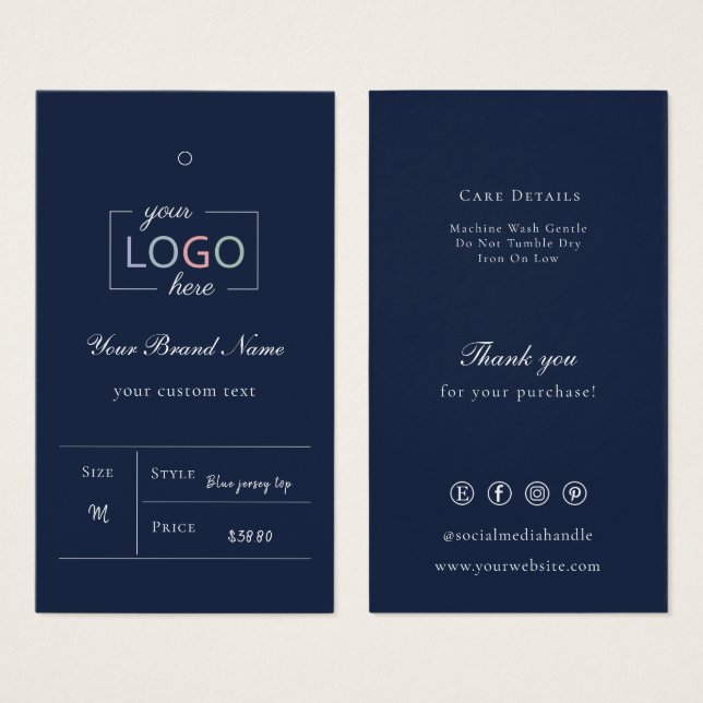 Anpassningsbar Business Logotyp Clothing Pris Märk Visitkort (Framsida & baksida)