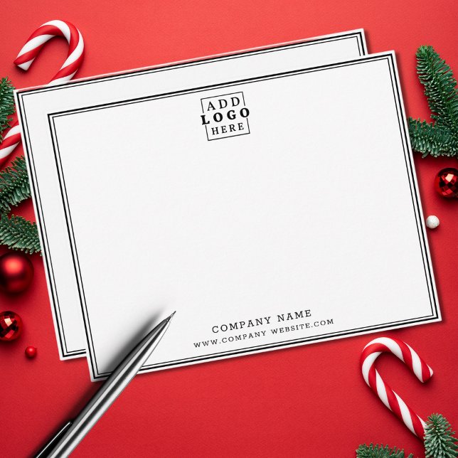 Anpassningsbar Business Logotyp Company Namn Dubbl Anteckningskort (Custom Business Logo Company Name Double Border Note Card)