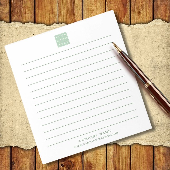 Anpassningsbar Business Logotyp Company Namn Grönt Anteckningsblock (Custom Business Logo Company Name Green Lined Notepad
)