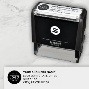Anpassningsbar Business Logotyp Company Returadres Självfärgande Stämpel
