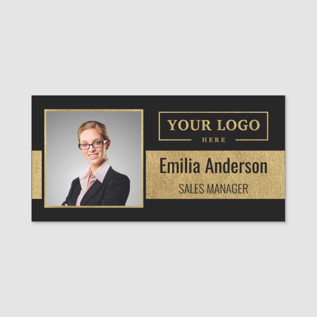 Anpassningsbar Business Logotyp Corporate Employee Namnbricka (Framsida)
