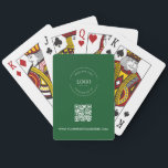 Anpassningsbar Business LOGOTYP Corporate QR CODE- Casinokort<br><div class="desc">Öka din företagsmärkning med våra Anpassningsbar Business Logotyp Corporate QR Code Grönt Spela upp kort på kampanjdäck! De här eleganta och sofistikerade spelkorten har företagets logotyp och en QR-kod och en webbplats för enkel åtkomst till din företagsinformation. De är konstruerade med högkvalitativa material och ger en snyggt och en minnesvärd...</div>