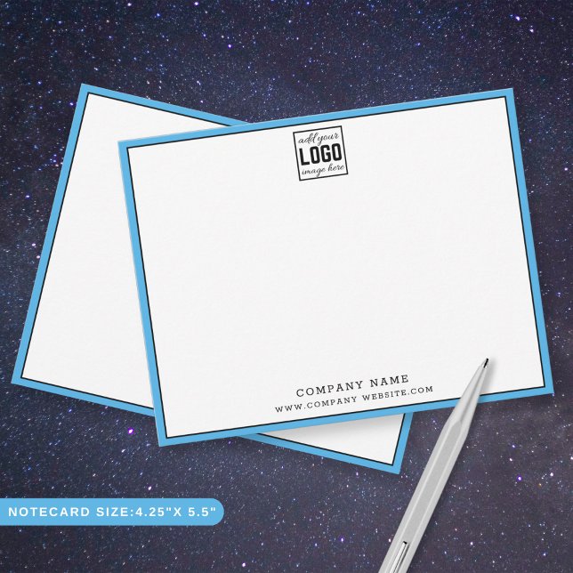 Anpassningsbar Business Logotyp Editable Brand Fär Anteckningskort (Custom Business Logo Editable Brand Color Border Note Card)