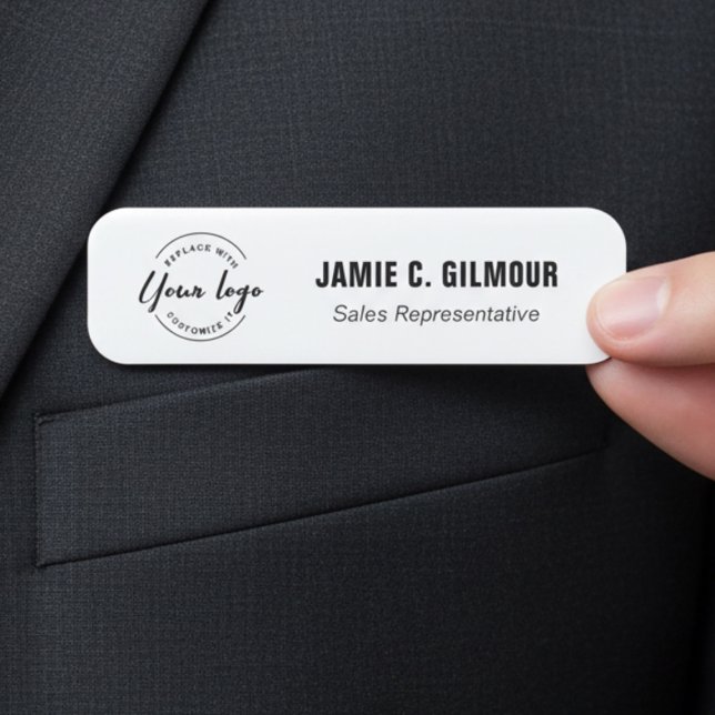 Anpassningsbar Business logotyp Employee Magnetic Namnbricka (Custom business magnetic name tag with logo, employee name and job title. )