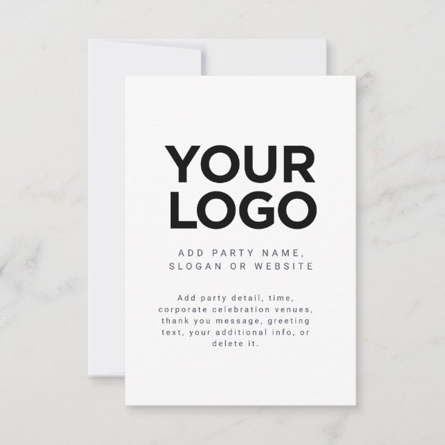 Anpassningsbar Business Logotyp Forme White Inbjudningar (Framsida)