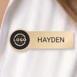 Anpassningsbar Business Logotyp Guld Employee Namn Namnbricka