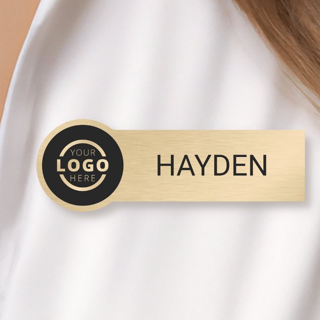 Anpassningsbar Business Logotyp Guld Employee Namn Namnbricka (Skapare uppladdad)