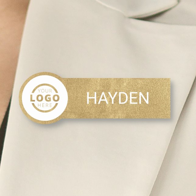 Anpassningsbar Business Logotyp Guld Employee Namn Namnbricka (Skapare uppladdad)