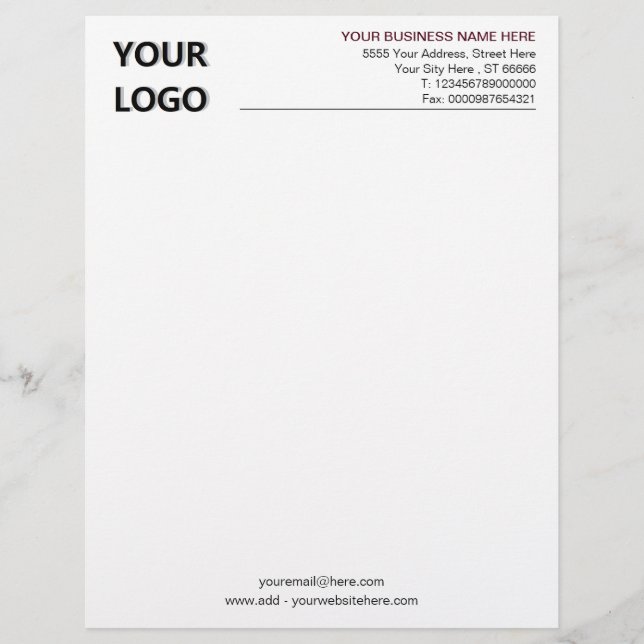 Anpassningsbar Business Logotyp Info Letterhead-ma Brevhuvud (Framsida)