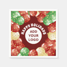 Anpassningsbar Business Logotyp, julballar, röd Pappersservett