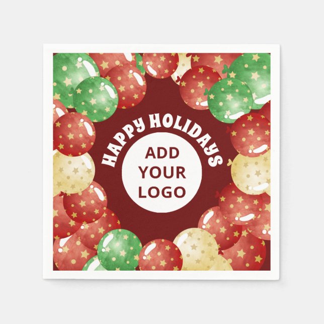 Anpassningsbar Business Logotyp, julballar, röd Pappersservett (Framsidan)