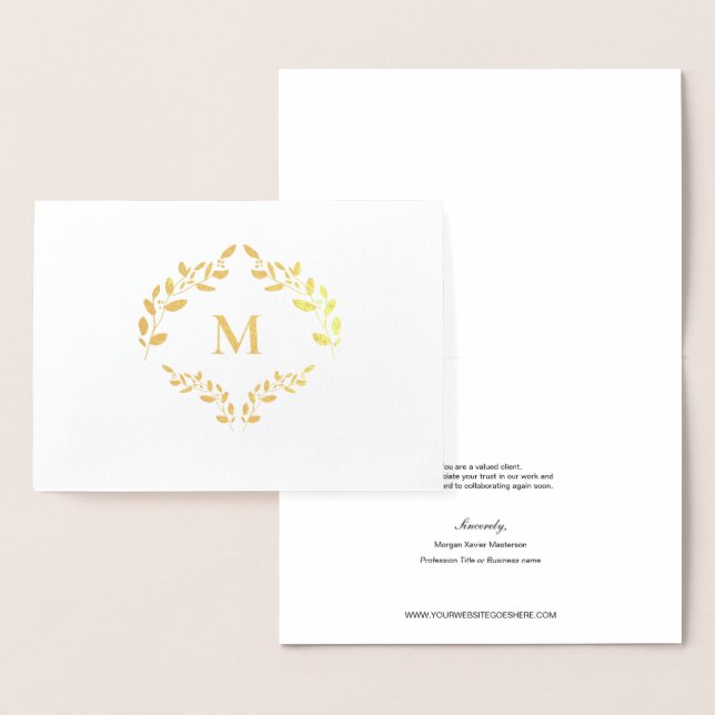 Anpassningsbar Business Logotyp Laurel WandeMonogr Folierat Kort (Display)