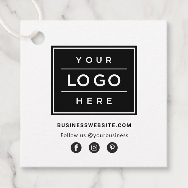 Anpassningsbar Business Logotyp med Social Media I Gåvor Etiketter (Framsida)
