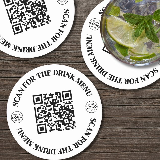 Anpassningsbar Business Logotyp Meny QR-kod Underlägg Papper Rund (Custom Text Business Logo QR Code Round Paper Coaster)