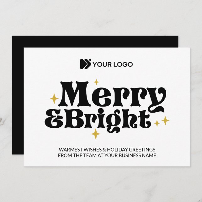 Anpassningsbar Business Logotyp Merry & Bright Com Julkort (Fram/baksida)