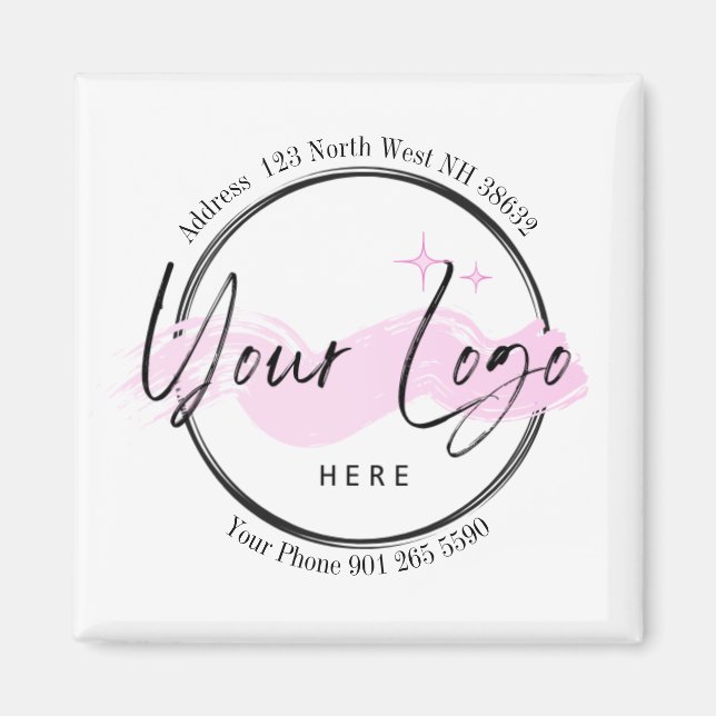 Anpassningsbar Business Logotyp - Mobil och adress Magnet (Framsidan)