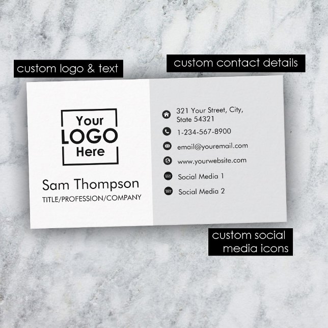Anpassningsbar Business Logotyp Modern enkel, mini Visitkort (Custom Business Logo Modern Simple Minimalist Business Card)