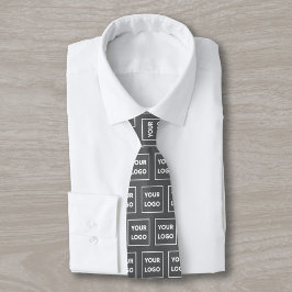 Anpassningsbar Business Logotyp Mönster på Mörk Gr Slips