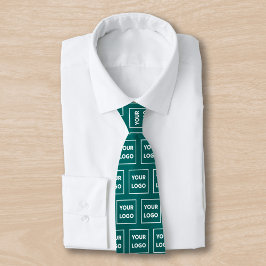 Anpassningsbar Business Logotyp Mönster på Teal 2  Slips